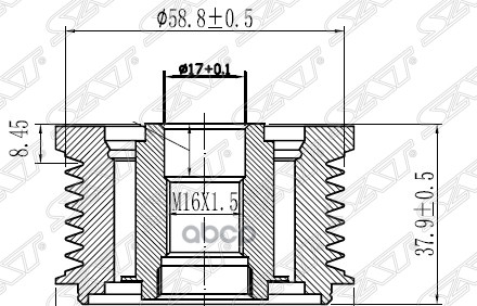 Шкив генератора FORD TRANSIT 2,2D 06-/TOYOTA HILUX 2,5/3,0D 05- Sat арт. ST-27415-0L020