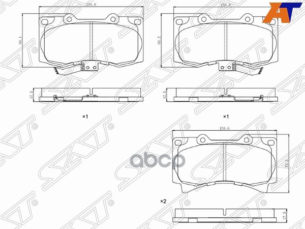 Колодки тормозные (Спереди) Hummer H3 05-10 Sat арт. ST-28-0044