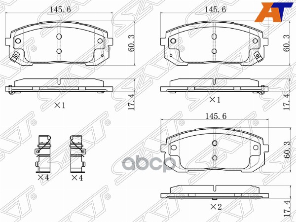 Колодки тормозные передние  HYUNDAI SONATA 19-/KIA K5 20- Sat арт. ST280059
