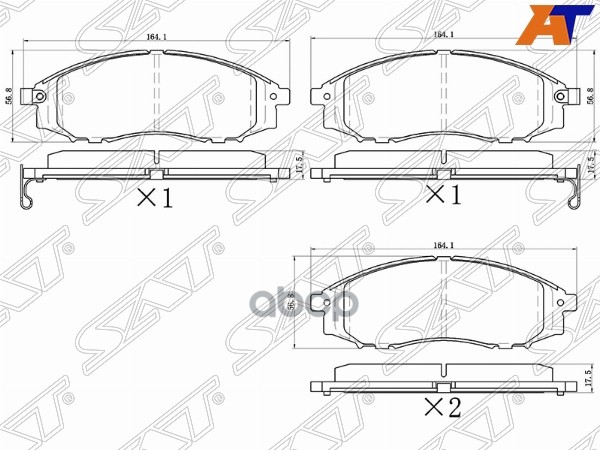 Колодки тормозные (Спереди) Nissan Pathfinder 95-09 / Navara 98-15 Sat арт. ST-28-0071