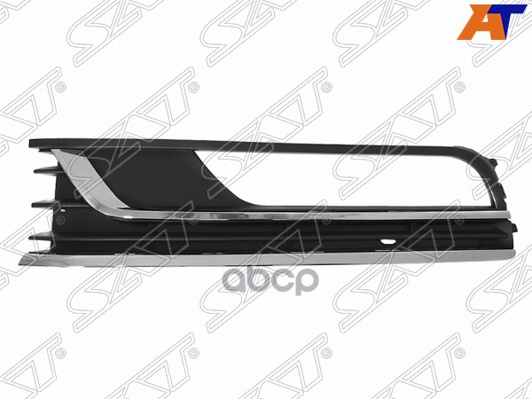 Решетка в бампер Volkswagen Passat 10-15 (Слева/ 2 хром полосы под ПТФ) Sat арт. ST-30-0001
