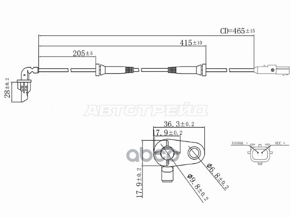 Датчик ABS (Сзади/ Слева) LADA XRAY 15- Sat арт. ST-31-0108