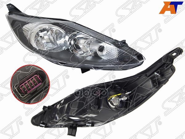 Фара Ford Fiesta 08-12 (Справа/ Галоген/ С электрокорректором/ Чёрная) Sat арт. ST-431-1187RMLDEM2