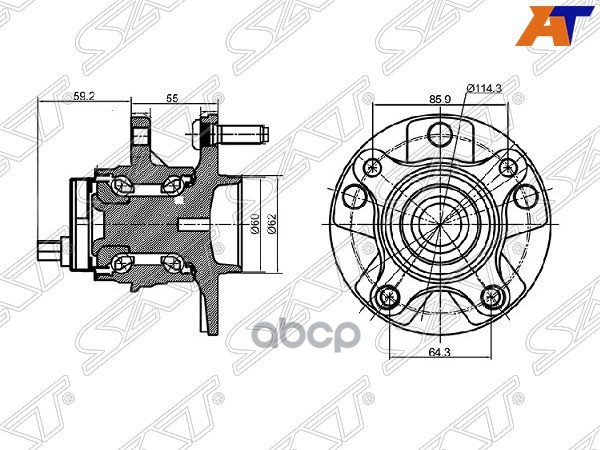 Ступичный узел Lexus GS 05-12 / IS 05-16 (Слева/ Спереди) Sat арт. ST-43560-30010