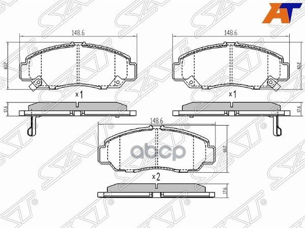 Колодки тормозные (Спереди) Honda Accord 02-13 / Civic 00-17 Sat арт. ST-45022-SEA-J11