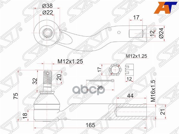 Рулевой наконечник Toyota Ipsum (ACM20) 01-09 Sat арт. ST-45047-49055