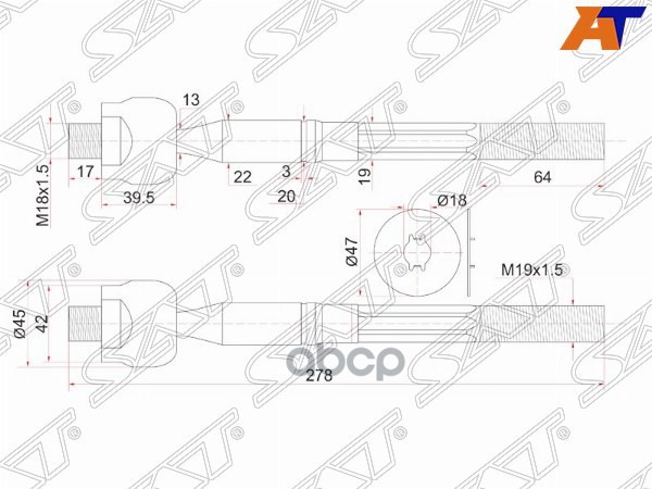 Тяга рулевая TOYOTA DYNA,TOYOACE 99-04 Sat арт. ST-45503-39195