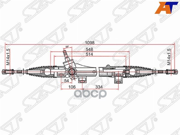 Рейка рулевая Toyota Corolla 02- (электрическая) шток D=17.3 LHD Sat арт. ST-45510-02070