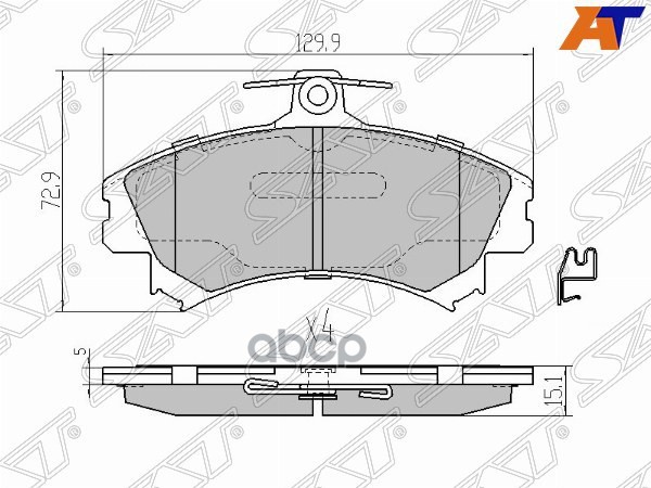 Колодки тормозные (Спереди) Mitsubishi Carisma 95-04 / Colt 02-12 Sat арт. ST-4605A734