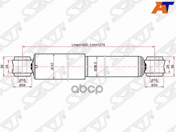 Амортизатор Toyota Dyna 95-99 / ToyoAce 95-02 (Сзади/ Справа=Слева) Sat арт. ST-48531-80554