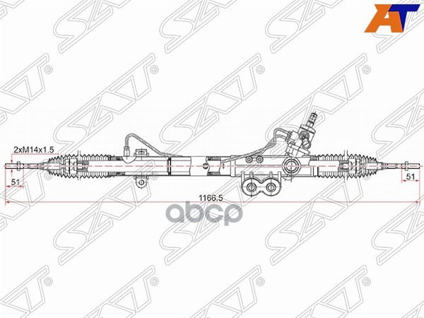 Рейка рулевая Nissan Pathfinder 04-14 / Navara 04-15 Sat арт. ST-49200-EA015