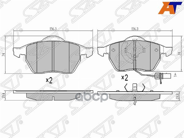 Колодки тормозные (Спереди) Audi A4 99-09 / A6 94-10 Sat арт. ST-4B0 698 151 AF