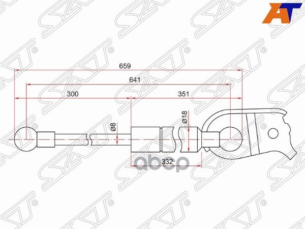 Амортизатор капота Lexus RX 03-09 / Toyota Harrier (XU30) 03-13 (Справа=Слева) Sat арт. ST-53440-49145