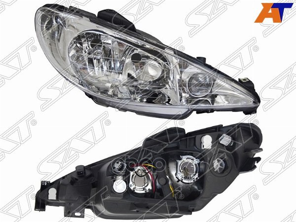 Фара Peugeot 206 98-09 (Справа/ Галоген/ под электрокорректор) Sat арт. ST-550-1121R-LD-EM