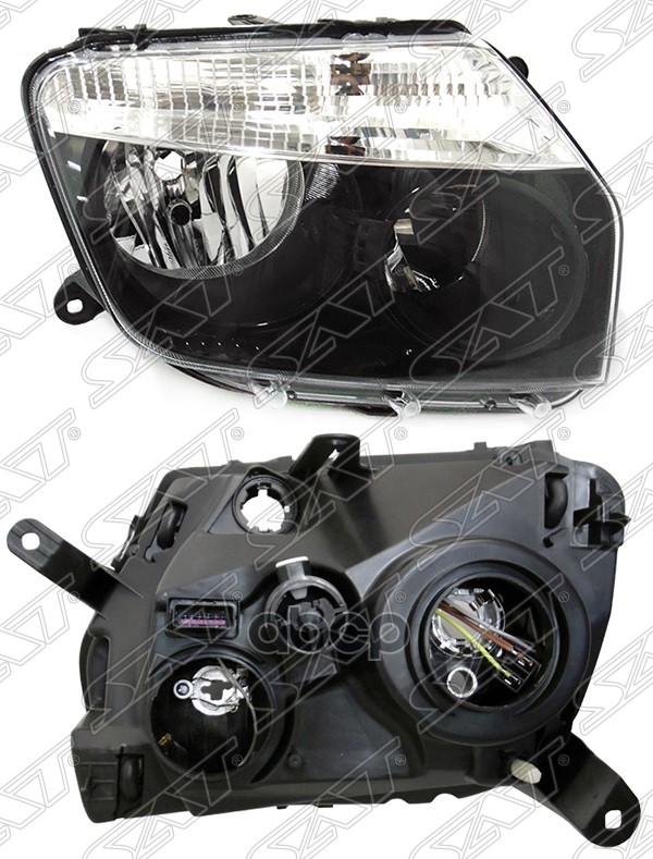 Фара Renault Duster 10-15 (Справа/ Галоген/ Ручная регулировка/ Чёрная) Sat арт. ST-551-1186R-LDEM2