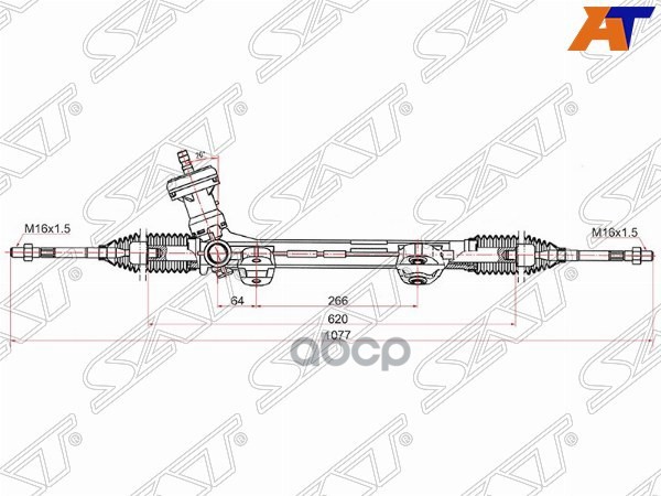 Рейка рулевая Hyundai Elantra 10-16 / Kia Spectra 00-11 Sat арт. ST-56500-3X001