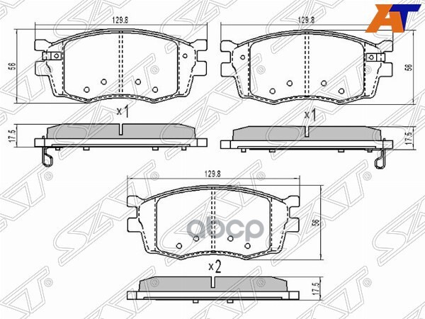 Колодки тормозные (Спереди) Kia Rio 05-11 / Hyundai Accent 06-11 Sat арт. ST-58101-1GA00