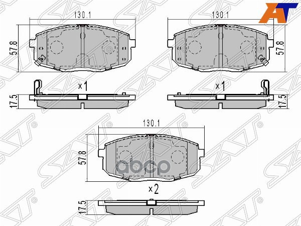 Колодки тормозные (Спереди) Hyundai Creta 15-20 / Kia Ceed 06-18 Sat арт. ST-58101-1HA10