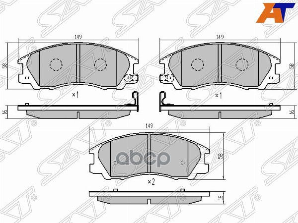 Колодки тормозные (Спереди) Hyundai Terracan 01-07 Sat арт. ST-58101-H1A10