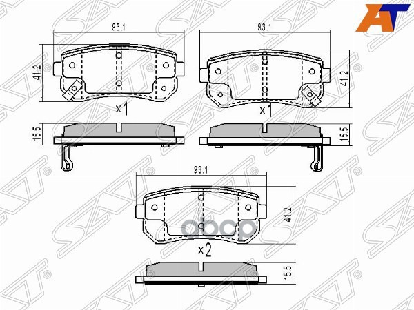 Колодки тормозные (Сзади) Hyundai Creta 15-20 / ix35 09-15 Sat арт. ST-583021MA00