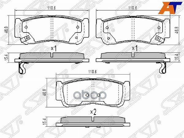 Колодки тормозные (Сзади) Hyundai Santa Fe 05-12 / H1 97-07 Sat арт. ST-58302-2BA20