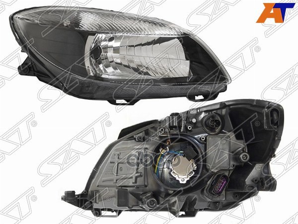 Фара Skoda Fabia 10-15 / Roomster 06-15 (Справа/ Галоген/ С электрокорректором/ Чёрная) Sat арт. ST-665-1121R