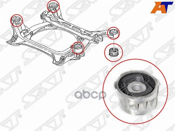 Сайлентблок подрамника Audi Q7 05-15 / Volkswagen Touareg 02-18 Sat арт. ST-7L0499035A