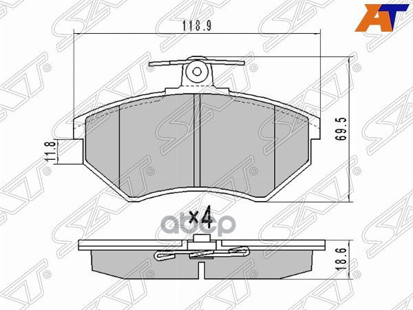 Колодки тормозные (Спереди) Audi A4 00-06 / Volkswagen Golf 87-99 Sat арт. ST-8D0698151L