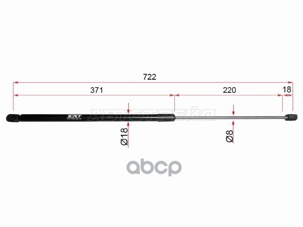 Амортизатор капота Audi A4 00-15 / S4 03-05 (Справа=Слева) Sat арт. ST-8E0823359A