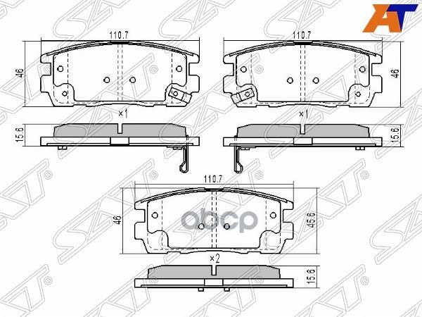 Колодки тормозные (Сзади) Chevrolet Captiva 06-15 / Opel Antara 06-15 Sat арт. ST-96626076