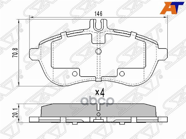 Колодки тормозные (Спереди) Mercedes-Benz C-Class 07-15 / E-Class 09-17 Sat арт. ST-A0054200820