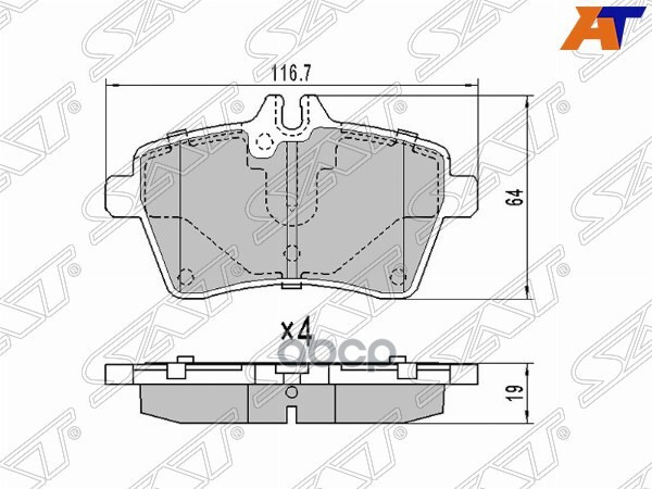 Колодки тормозные (Спереди) Mercedes-Benz A-Class 04-12 / B-Class 05-12 Sat арт. ST-A1694200220
