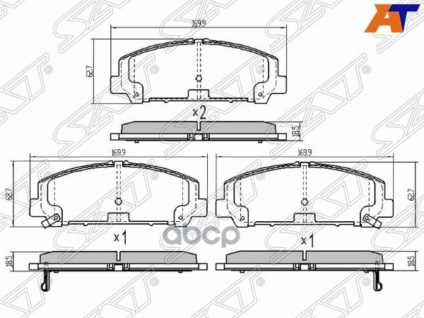Колодки тормозные (Спереди) Infiniti QX56 04-13 / QX80 13-20 Sat арт. ST-D1060-1LA1A