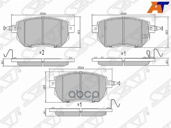 Колодки тормозные (Спереди) Infiniti FX35 02-08 / Nissan Murano 07-16 Sat арт. ST-D1M60-1AA0K
