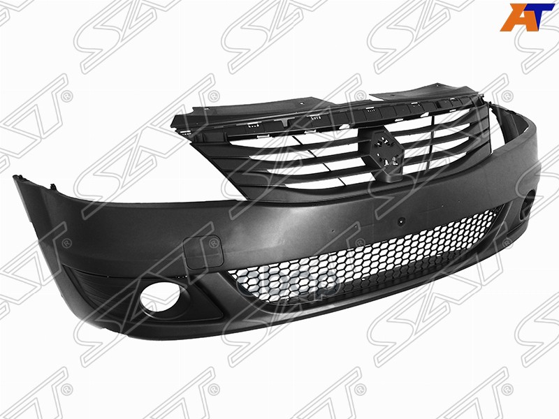 Бампер передний Renault Logan 09-16 (Под ПТФ/ С отверстием под крюк) Sat арт. ST-DC01-000-C0-R