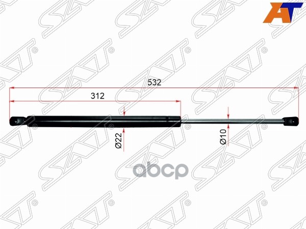 Амортизатор крышки багажника Mazda 6 02-08 / Atenza 02-07 (Справа=Слева) Sat арт. ST-G21B-62-620