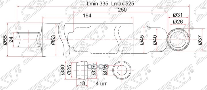 Амортизатор Задний Mmc Canter Fe2#/ Fe11#/Fe134/Fe3#/Fe4#/Fe6# Lh=Rh Sat арт. ST-MB161497