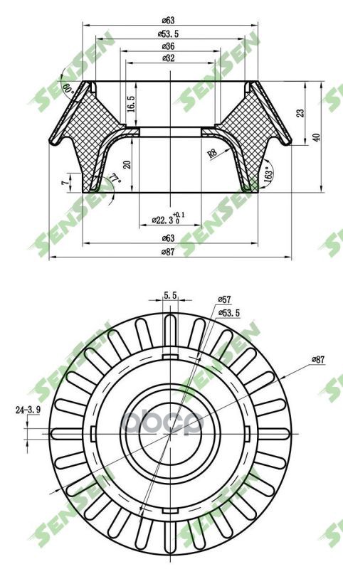 Опора амортизатора CHEVROLET (Aveo T250, T255) Front M61003 Sensen арт. M61003