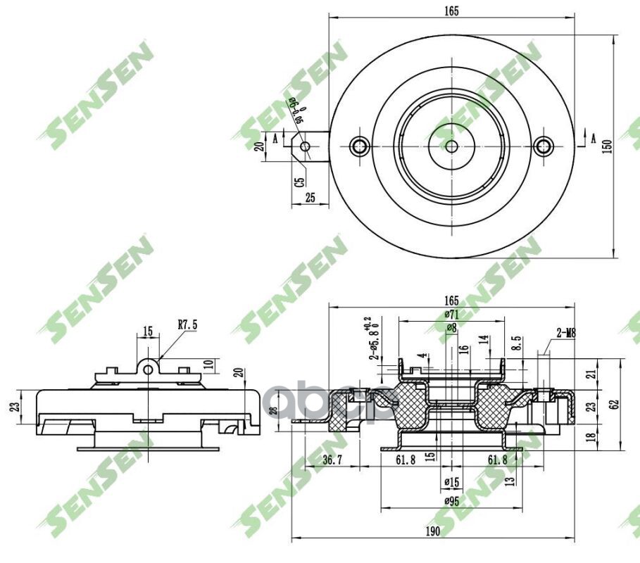 Опора переднего амортизатора RENAULT 19/Megane I/Scenic I SENSEN M61200 Sensen арт. M61200