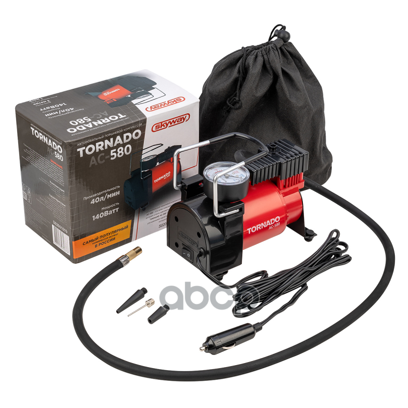 Компрессор Металлический 30 Л/Мин В Прикуриватель Торнадо Ас-580 Skyway Skyway арт. s02001019