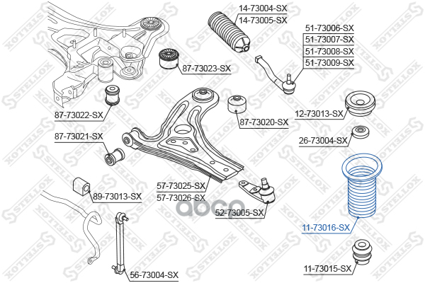 Пыльник амортизатора переднего Daewoo Kalos 02> Stellox арт. 1173016SX