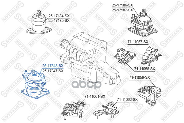 Подушка Двигателя Передняя Honda Accord Cl# 2002-2008 2517348Sx Stellox арт. 2517348SX