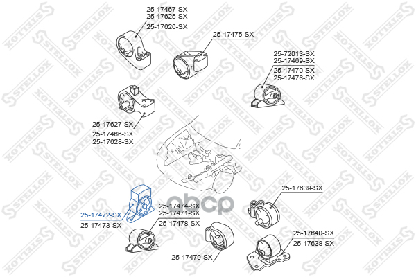 подушка двигателя передняя Mitsubishi Carisma DA 1995-2003 2517472SX Stellox арт. 2517472SX