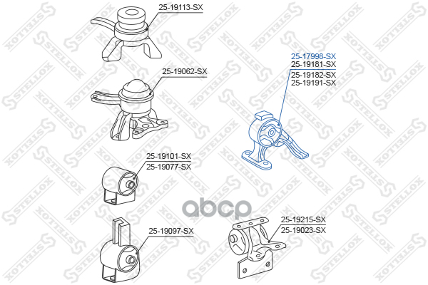 подушка двигателя задняя Toyota Caldina AT190/ST190 1992-1996 2517998SX Stellox арт. 2517998SX