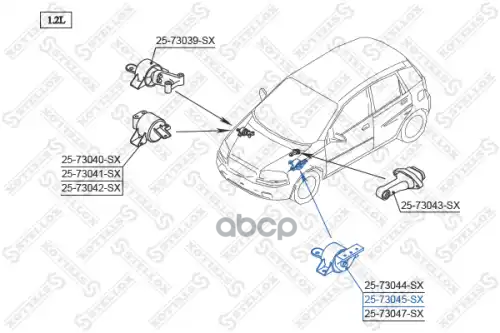 Подушка ДВС левая МКПП Daewoo Kalos 1.4 SOHC MPI 02> Stellox арт. 2573045SX