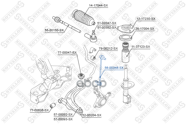 Тяга стабилизатора переднегоMitsubishi Outlander 2.0DI-D/2.2DI-D/2 Stellox арт. 5600346SX
