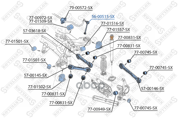 Тяга Стабилизатора Заднего Лев.+Пр.  5600515Sx Stellox арт. 5600515SX