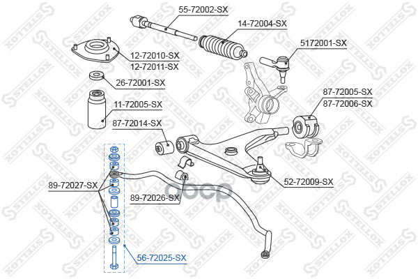 Тяга стабилизатора переднего Mitsubishi Lancer/Colt CK#/CJ# 96> Stellox арт. 5672025SX