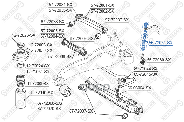 К-кт втулок стабилизатора заднего Mitsubishi Carisma all 99> Stellox арт. 5672031SX