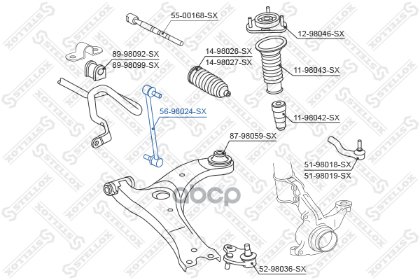 Тяга стабилизатора переднегоToyota Avensis 03>/Corolla 01> Stellox арт. 5698024SX